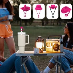 image-New Style Straw Covers Cap Novelty Sturdy Straw Toppers Reusable Cowboy Hat Shaped For Camping Home Hiking Picnic Kitchen