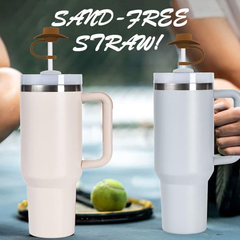 image-New Style Straw Covers Cap Novelty Sturdy Straw Toppers Reusable Cowboy Hat Shaped For Camping Home Hiking Picnic Kitchen