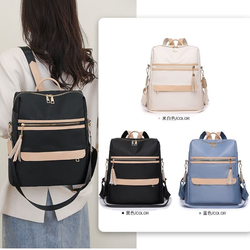image-Women's Fashion Casual Simple Tassel Backpack