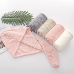 image-Pineapple Grid Dry Hair Cap Coral Velvet