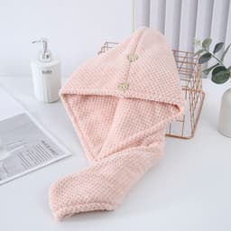 image-Pineapple Grid Dry Hair Cap Coral Velvet