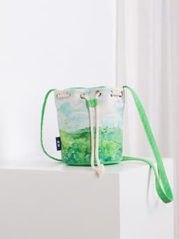 image-Wheat Field Oil Painting Vintage Art Bucket Bag Crossbody Canvas Bag