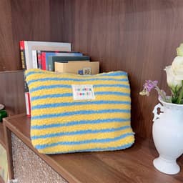image-Winter Plush Color Polka Dot Large Capacity Travel Skincare Cosmetic Storage Bag