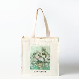 image-Oil Painting Large Capacity Commuter Shopping Canvas Bag