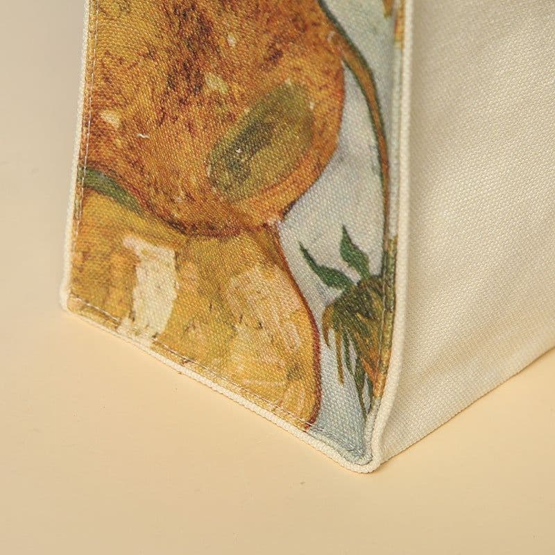 image-Oil Painting Large Capacity Commuter Shopping Canvas Bag