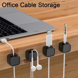 image-Magnetic Cable Clip Under Desk Cable Management Adjustable Cord Holder Wire Organizer And Cable Management Wire Keeper