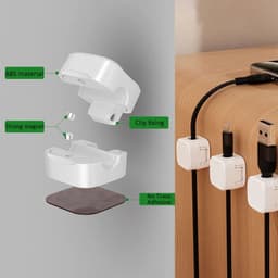 image-Magnetic Cable Clip Under Desk Cable Management Adjustable Cord Holder Wire Organizer And Cable Management Wire Keeper