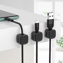image-Magnetic Cable Clip Under Desk Cable Management Adjustable Cord Holder Wire Organizer And Cable Management Wire Keeper