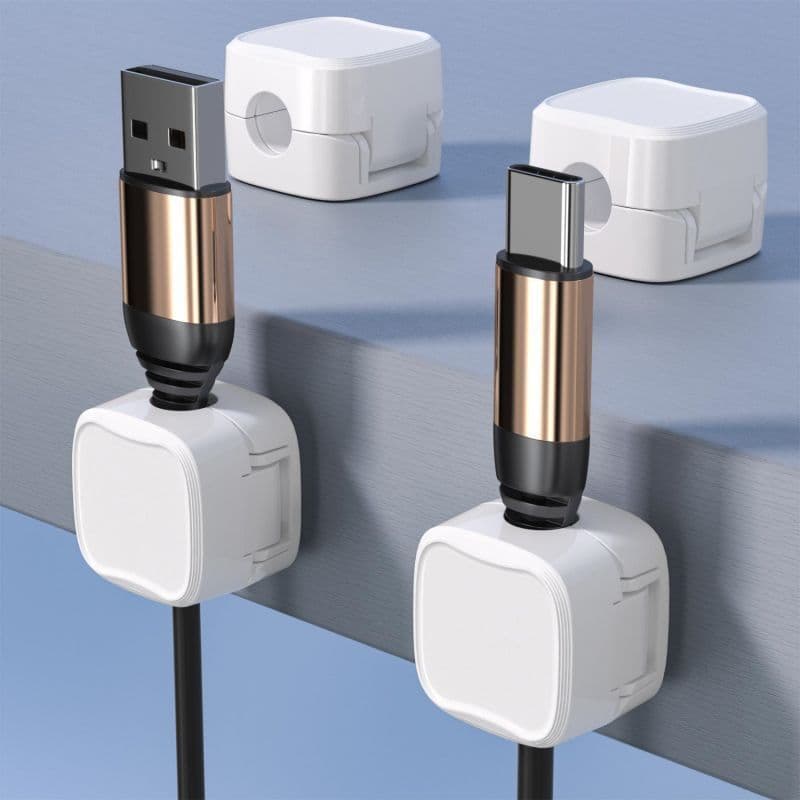 image-Magnetic Cable Clip Under Desk Cable Management Adjustable Cord Holder Wire Organizer And Cable Management Wire Keeper
