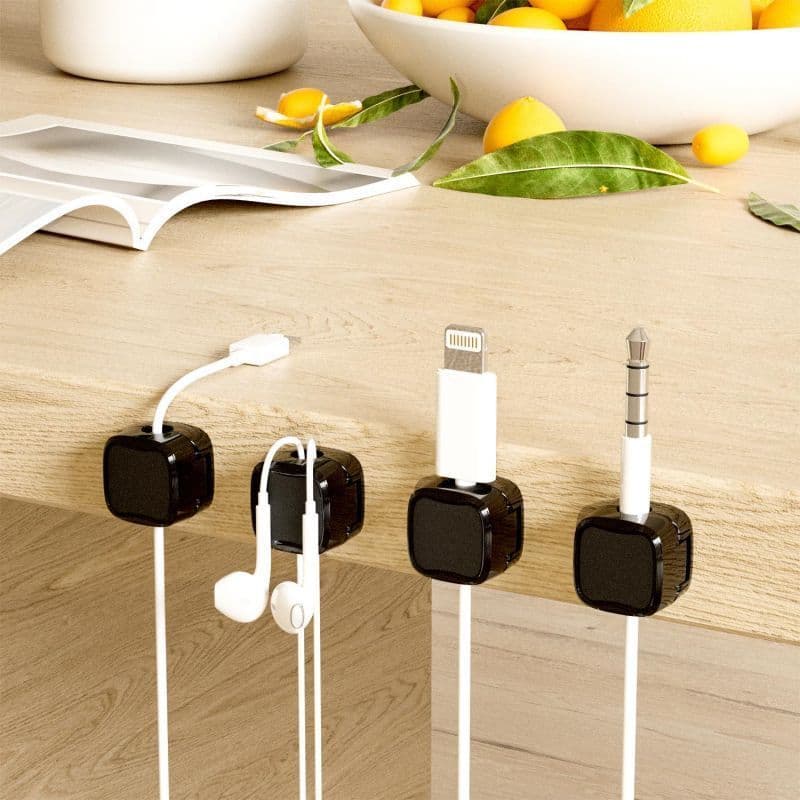 image-Magnetic Cable Clip Under Desk Cable Management Adjustable Cord Holder Wire Organizer And Cable Management Wire Keeper