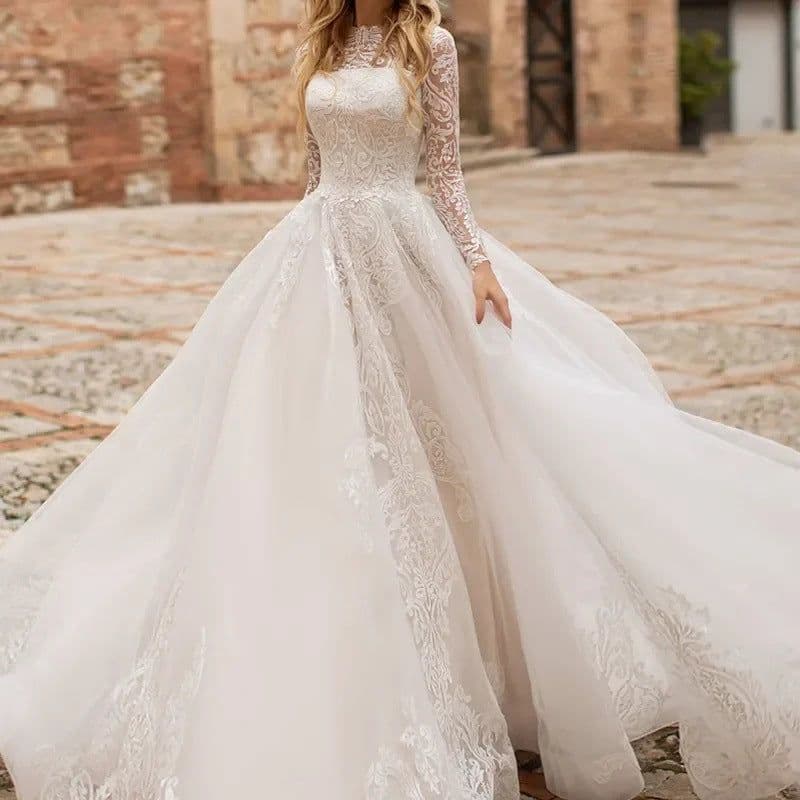 image-Long Sleeve Exquisite Wedding Dress