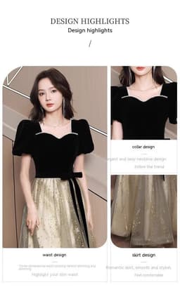 image-Women's French Light Luxury And Luxurious Black Evening Dress