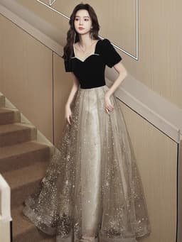 image-Women's French Light Luxury And Luxurious Black Evening Dress
