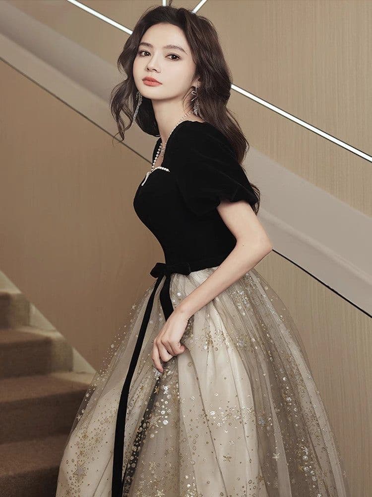 image-Women's French Light Luxury And Luxurious Black Evening Dress