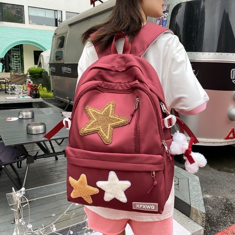 image-Women's Fashionable All-match Nylon Star Backpack