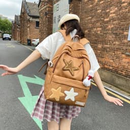 image-Women's Fashionable All-match Nylon Star Backpack