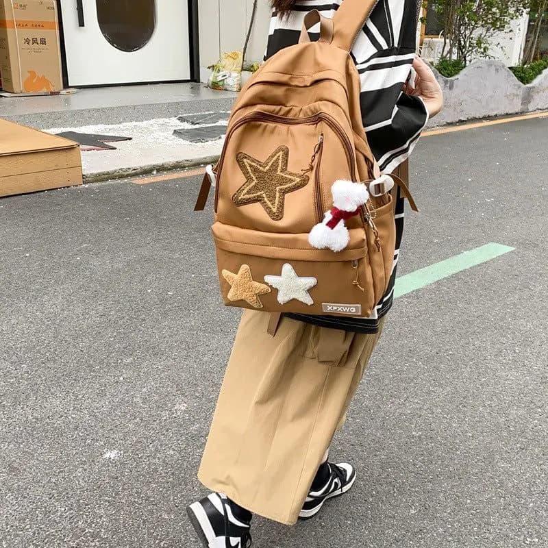 image-Women's Fashionable All-match Nylon Star Backpack