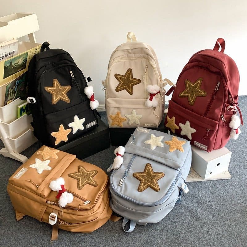 image-Women's Fashionable All-match Nylon Star Backpack