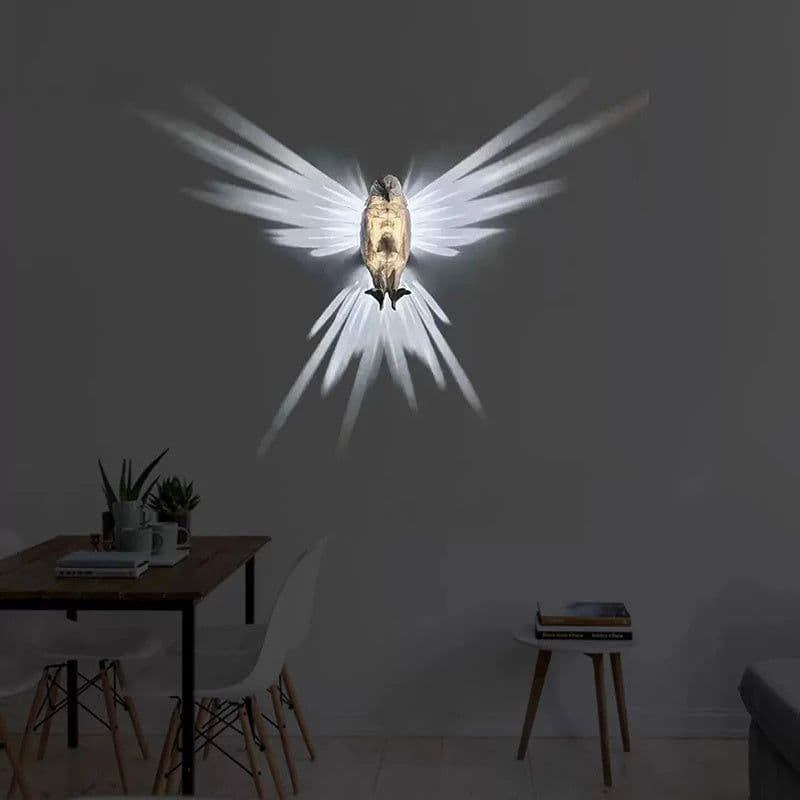 image-Modern Creative Bird Wall Lamp Owl Eagle Shape Projector Atmosphere Sconce Light 3D Print Body Animal Lighting Lustre Home Decor