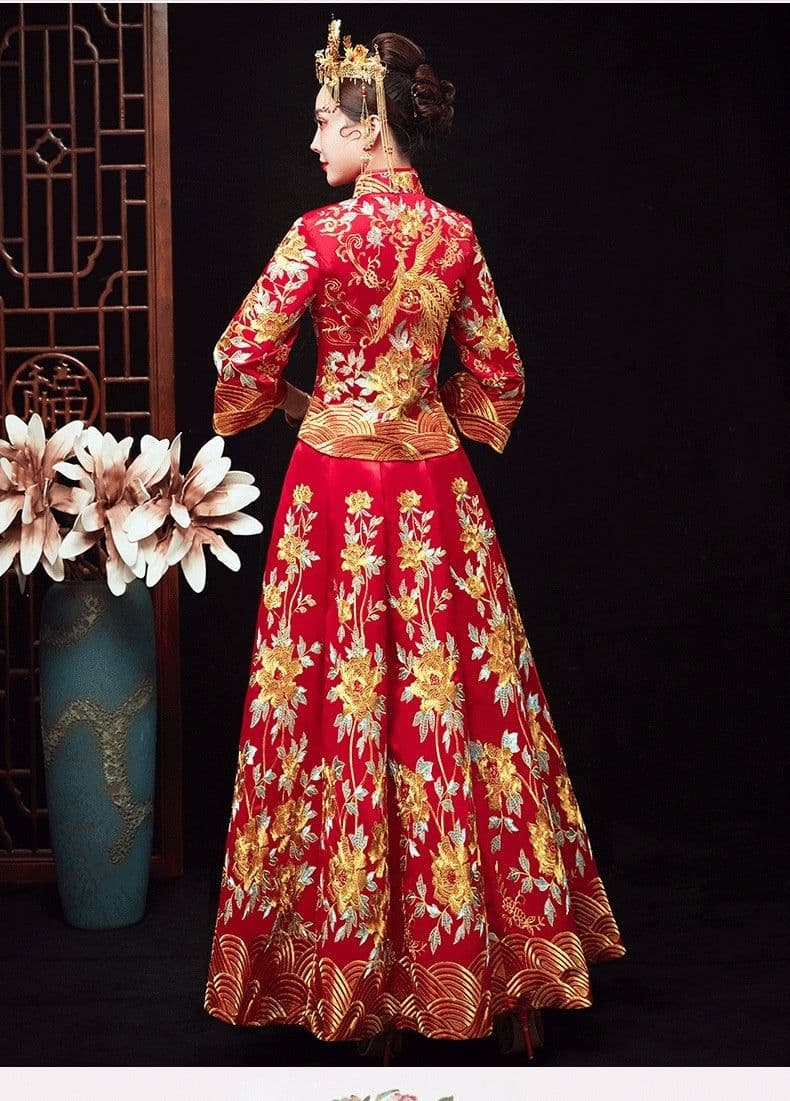 image-Chinese Dragon And Phoenix Gown A Chaplet And Official Robes Xiuhe Dress