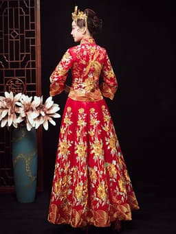image-Chinese Dragon And Phoenix Gown A Chaplet And Official Robes Xiuhe Dress