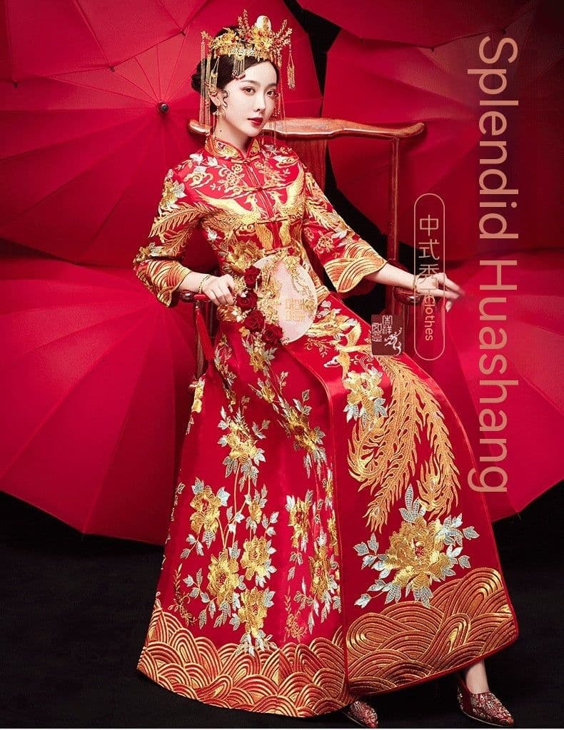 image-Chinese Dragon And Phoenix Gown A Chaplet And Official Robes Xiuhe Dress