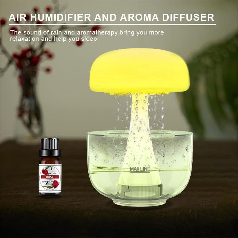 image-Jellyfish Raindrop Humidifier Ultrasonic Atomization Seven-color Ambience Light Cloud Rain Aroma Diffuser Home Decor