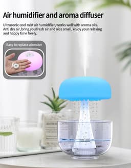 image-Jellyfish Raindrop Humidifier Ultrasonic Atomization Seven-color Ambience Light Cloud Rain Aroma Diffuser Home Decor