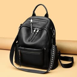 image-Top Layer Cowhide Backpack Girl Travel Large Capacity Schoolbag College Style Fashion All-matching