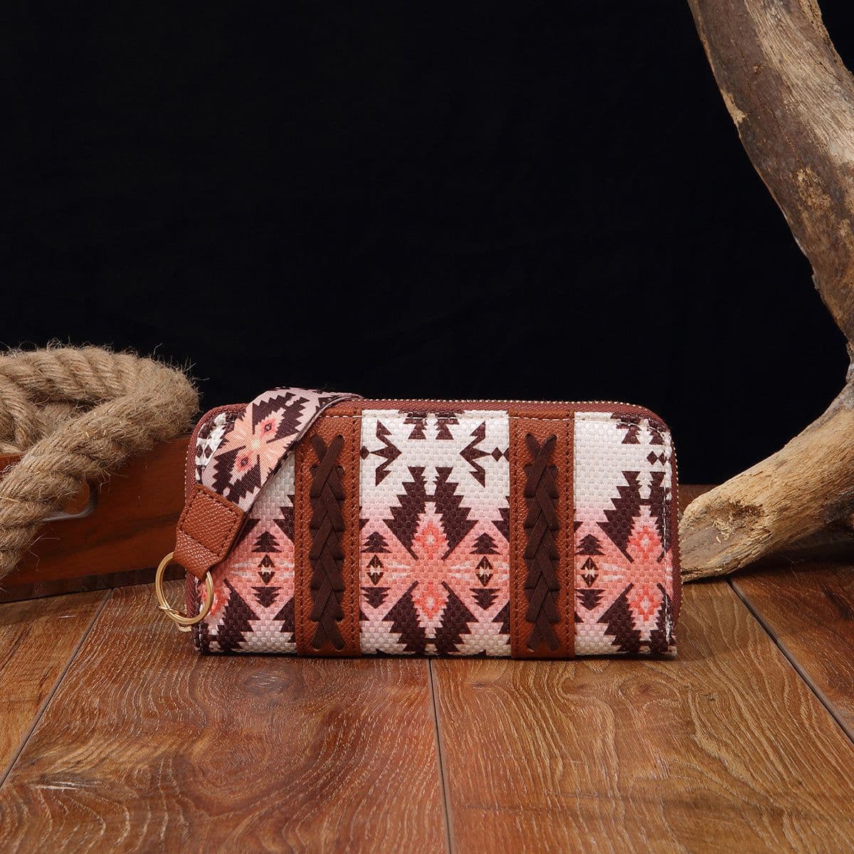 image-Vintage Cotton And Linen Printed Bohemian Style Lady Hand-carrying Wallet Card Holder