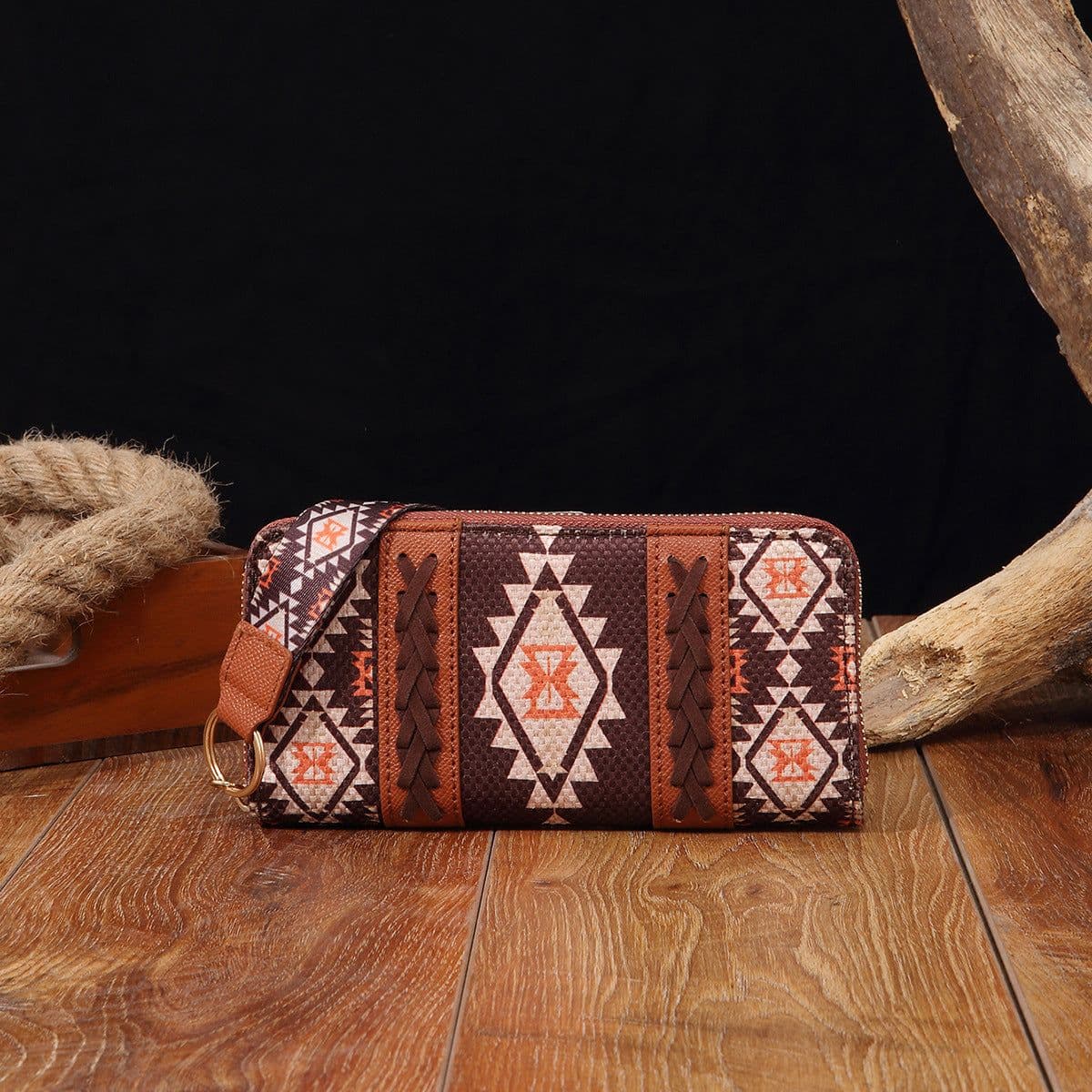 image-Vintage Cotton And Linen Printed Bohemian Style Lady Hand-carrying Wallet Card Holder