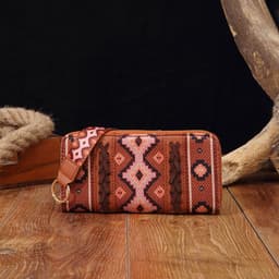 image-Vintage Cotton And Linen Printed Bohemian Style Lady Hand-carrying Wallet Card Holder
