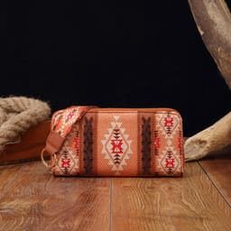 image-Vintage Cotton And Linen Printed Bohemian Style Lady Hand-carrying Wallet Card Holder