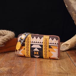image-Vintage Cotton And Linen Printed Bohemian Style Lady Hand-carrying Wallet Card Holder