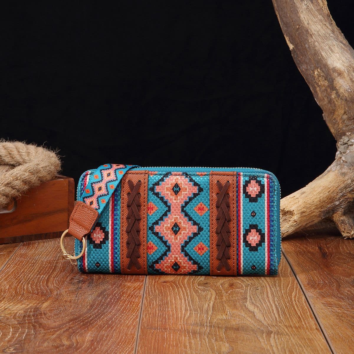 image-Vintage Cotton And Linen Printed Bohemian Style Lady Hand-carrying Wallet Card Holder