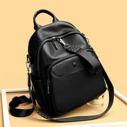image-Korean Style Fashionable Large Capacity Preppy Style First Layer Cowhide Travel Backpack