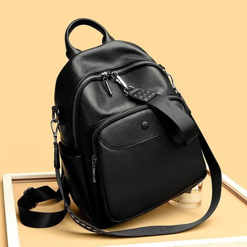 image-Korean Style Fashionable Large Capacity Preppy Style First Layer Cowhide Travel Backpack