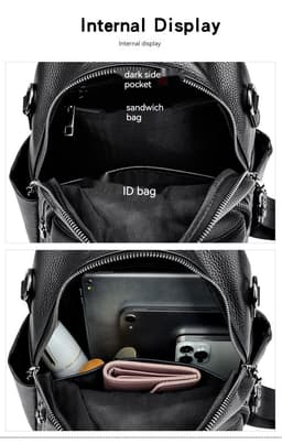 image-Korean Style Fashionable Large Capacity Preppy Style First Layer Cowhide Travel Backpack