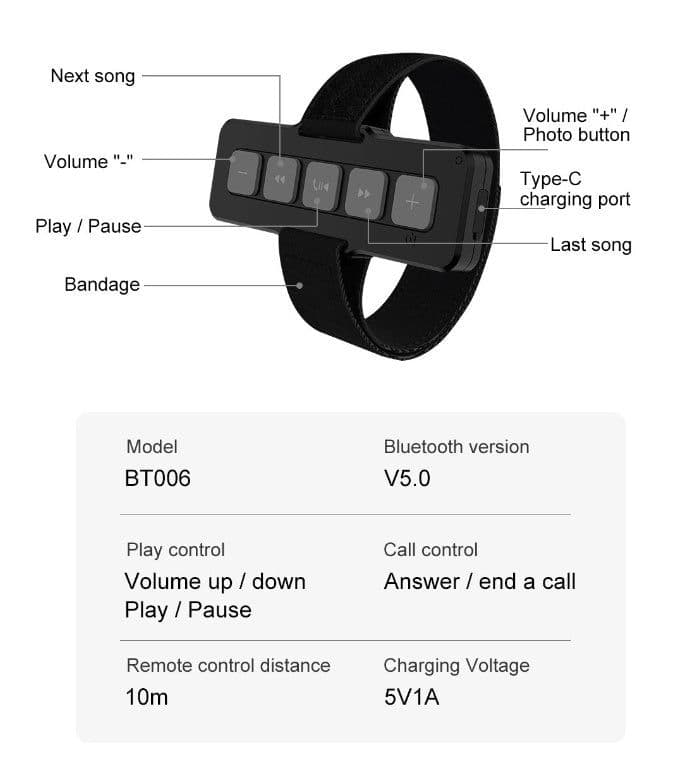 image-Bluetooth 50 Car Bluetooth Controller Motorcycle Remote Control Answer Hang Up Phone
