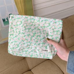 image-Floral Cotton Artistic Cosmetic Bag Women