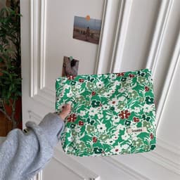 image-Floral Cotton Artistic Cosmetic Bag Women