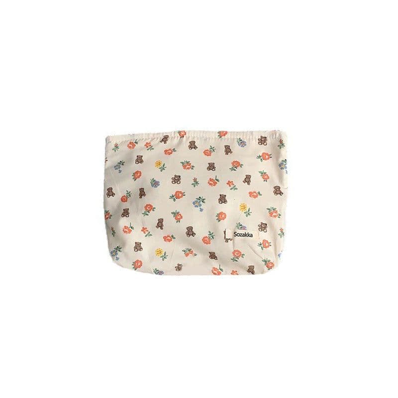 image-Floral Cotton Artistic Cosmetic Bag Women