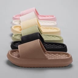image-Summer EVA Slippers Solid Color Rhombus Stripe Anti-slip Slippers New Women's Home Shoes
