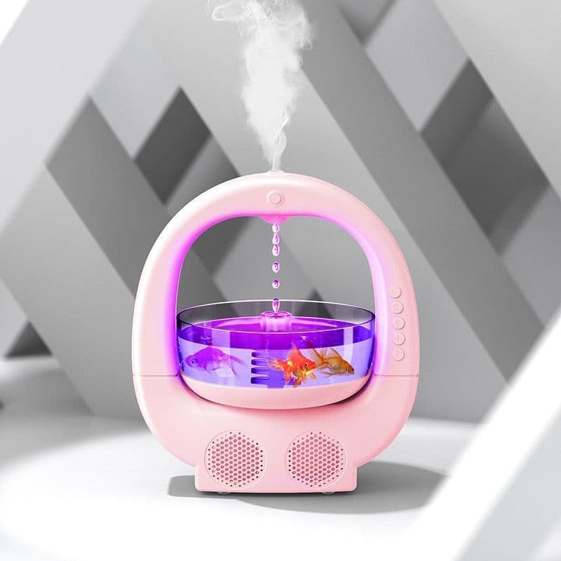 image-3 In 1 Anti-Gravity Humidifier Multifunctional Aromatherapy Machine Bluetooth Speaker Fish Tank Ambient Light