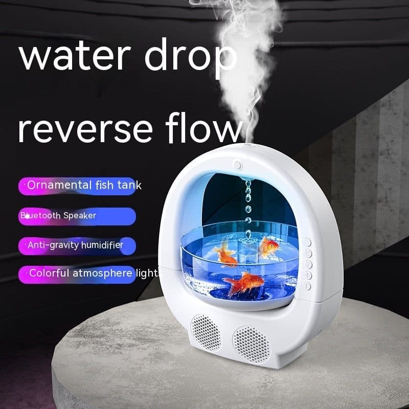 image-3 In 1 Anti-Gravity Humidifier Multifunctional Aromatherapy Machine Bluetooth Speaker Fish Tank Ambient Light