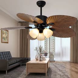 image-Living Room Southeast Asia Frequency Conversion Mute Fan-style Ceiling Lamp Home Integrated Retro Ceiling Fan Lights