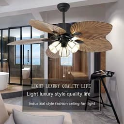 image-Living Room Southeast Asia Frequency Conversion Mute Fan-style Ceiling Lamp Home Integrated Retro Ceiling Fan Lights