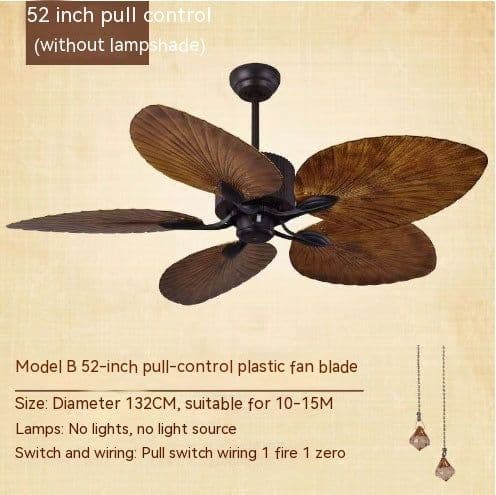image-Living Room Southeast Asia Frequency Conversion Mute Fan-style Ceiling Lamp Home Integrated Retro Ceiling Fan Lights