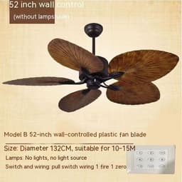 image-Living Room Southeast Asia Frequency Conversion Mute Fan-style Ceiling Lamp Home Integrated Retro Ceiling Fan Lights
