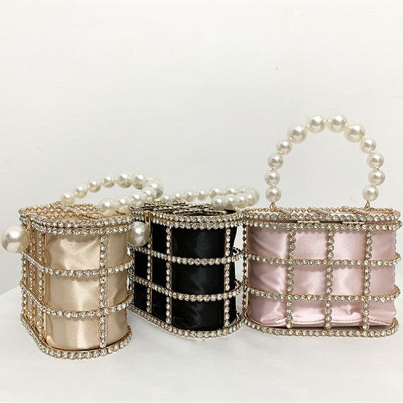 image-Women's Fashion Casual Pearl Bucket Dinner Bag